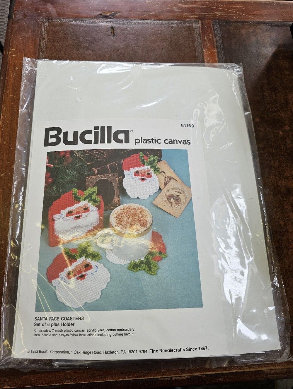 Bucilla Plastic Canvad Santa Face Coasters Kit